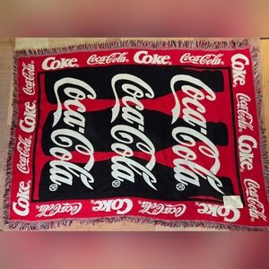 Coca Cola Acrylic Throw Fringed  Coke Ad 60” x 50”
